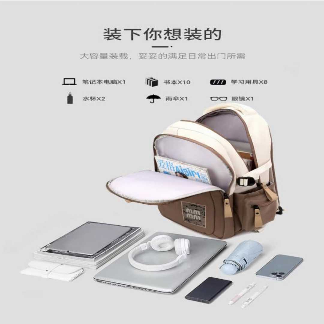 khaki,Stain-Resistant,School,Backpack,for,Middle,School,,High,School,&,College,Students