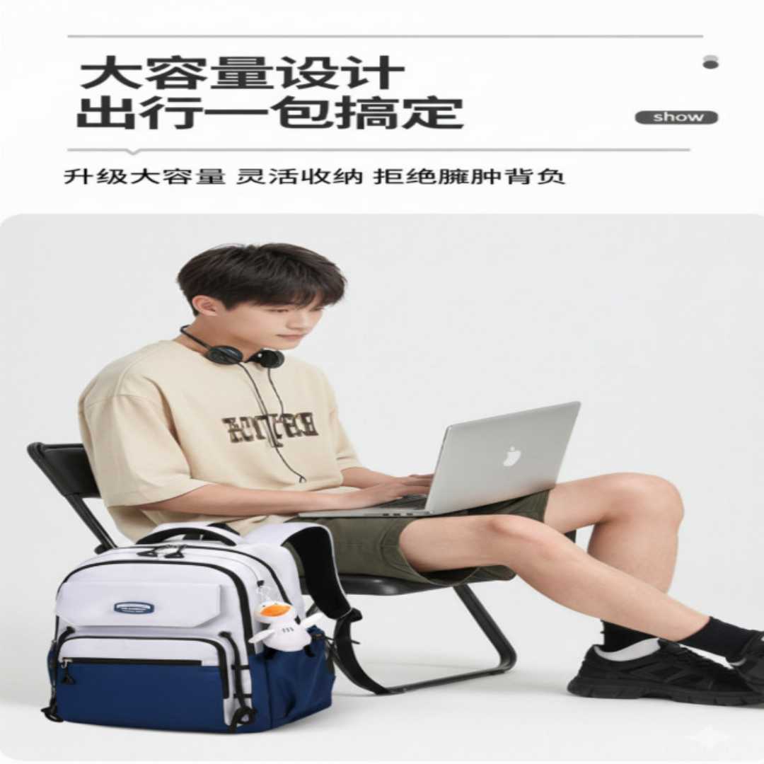 Blue ,Stain-Resistant,School,Backpack,for,Middle,School,,High,School,&,College,Students