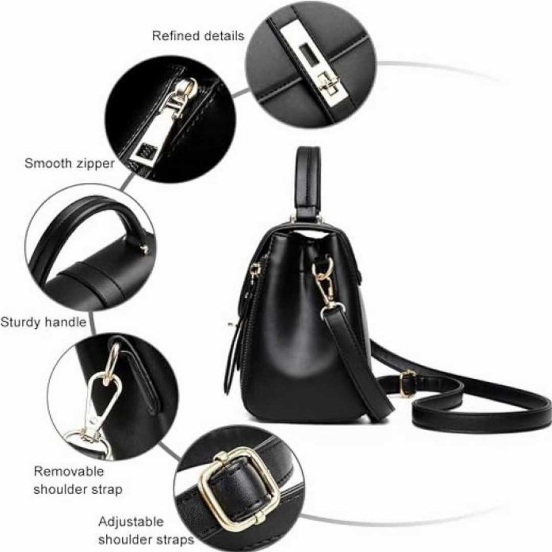 High Quality Leather Kangaroo Handbag for Women – Black
