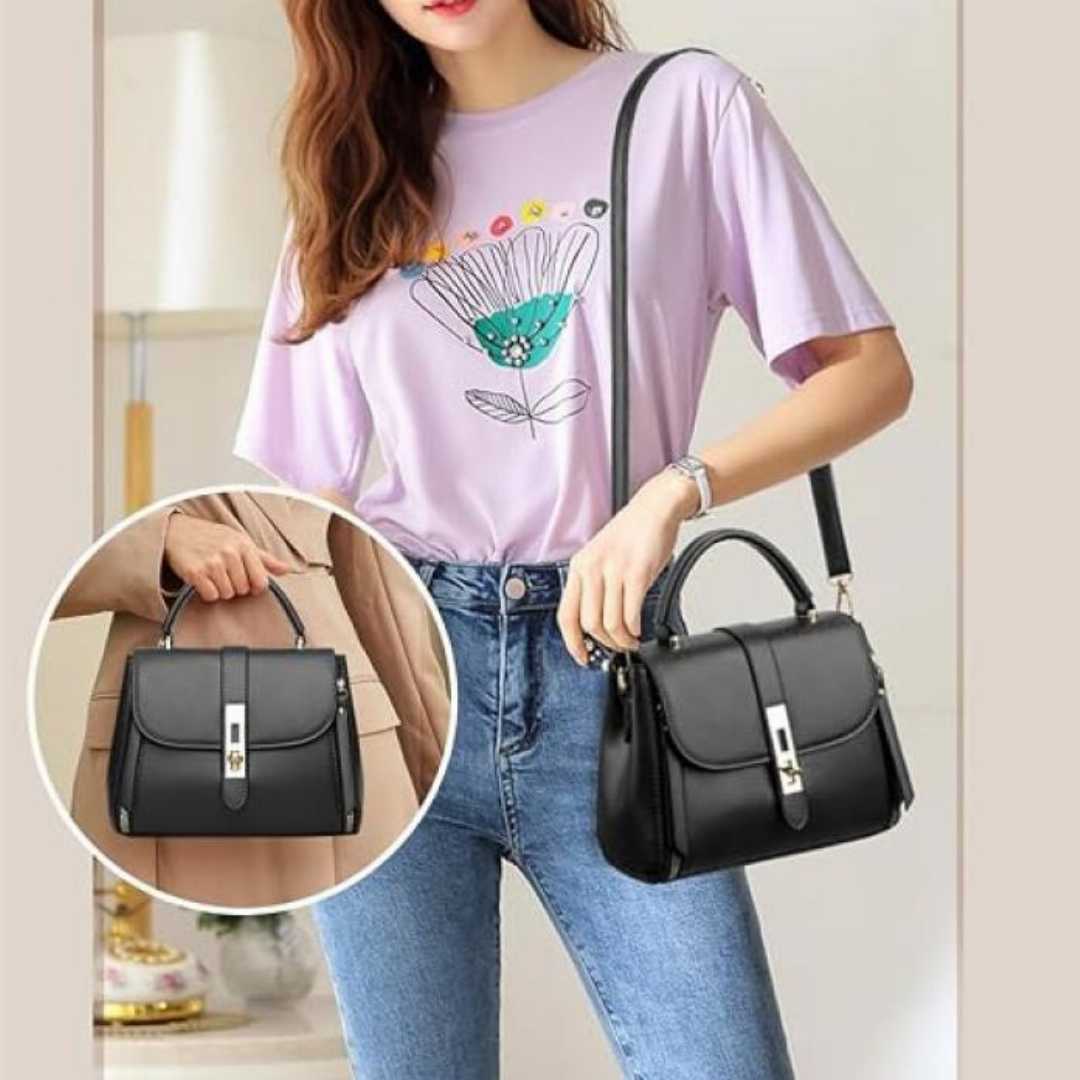 High Quality Leather Kangaroo Handbag for Women – Black