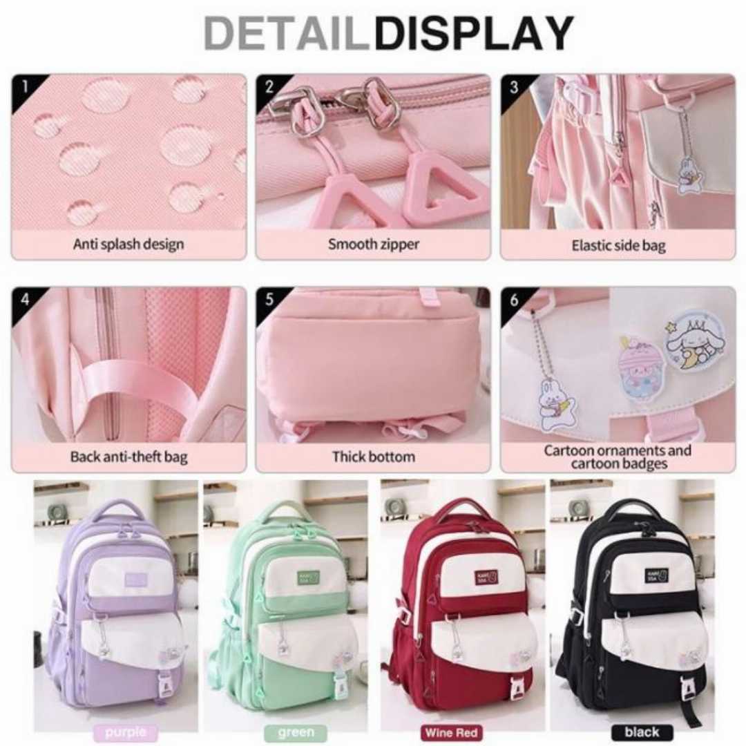 đ Premium Kids School Backpack Combo (Any 2 Bags) â Purple, Mint Green, Black & Pink | Only ā§ŗ1600