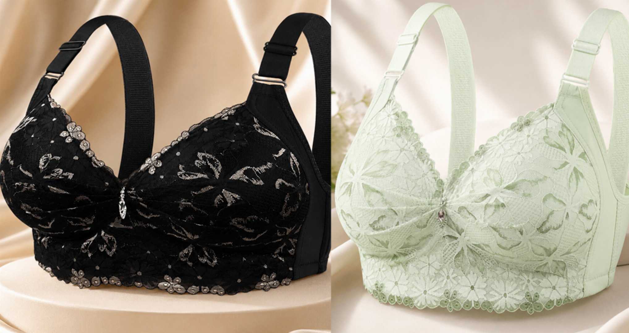 💚🖤 2 Pcs China Eye-Catching Round Shape Bra- Green + Black Combo 🖤